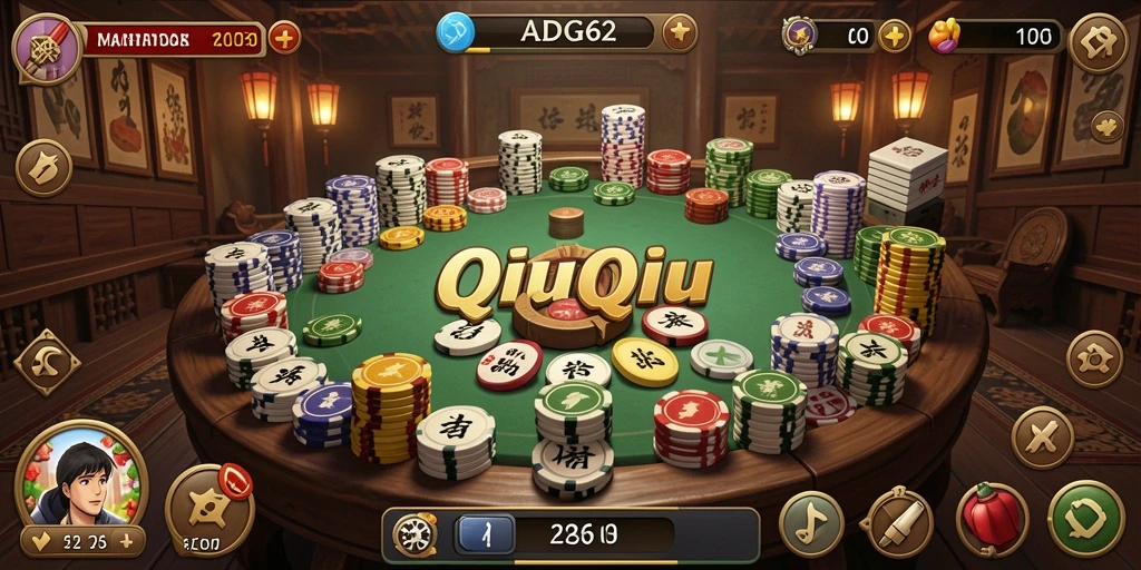 Screenshot gameplay ADG62 menampilkan keseruan bermain QiuQiu.