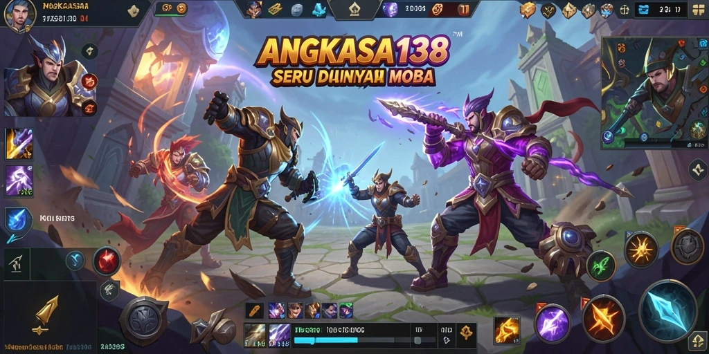 Gameplay MOBA yang penuh aksi dalam ANGKASA138.