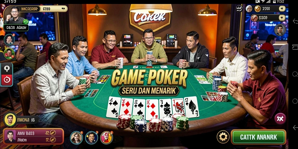 Tampilan gameplay menegangkan saat bermain Poker di C789.