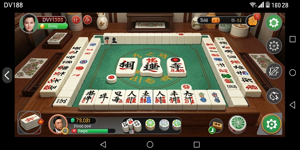 Tampilan gameplay seru dalam permainan Mahjong DV188.