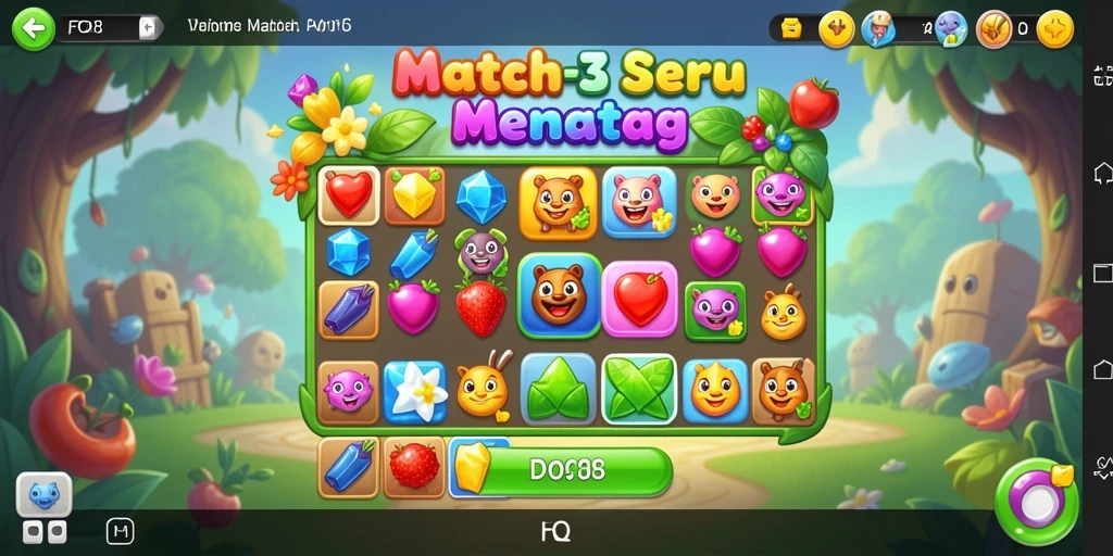 Screenshot gameplay FO8 menunjukkan aksi mencocokkan yang seru.
