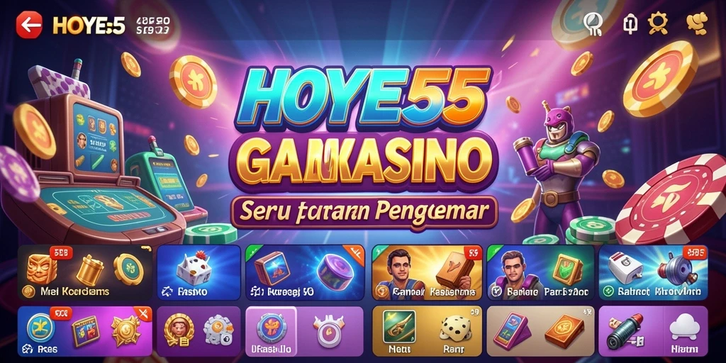 Screenshot utama HOYE55 menunjukkan gameplay yang mendebarkan dan interaktif.