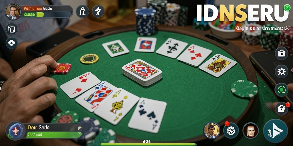 Tampilan gameplay seru dari IDNSERU saat memainkan Gaple.