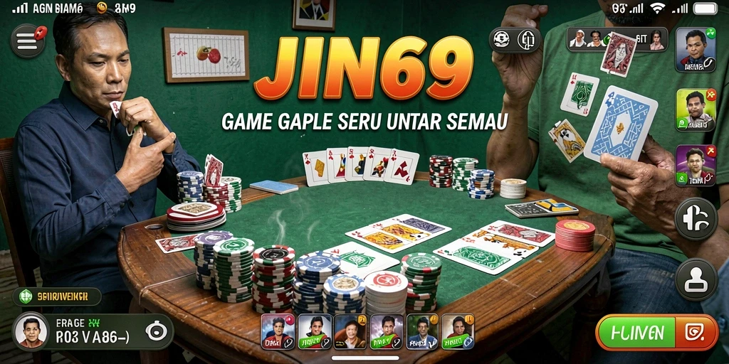 Tampilan utama gameplay Gaple di JIN69 yang menarik