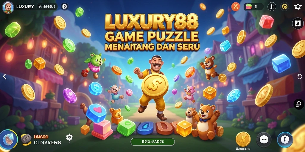 Screenshot gameplay LUXURY88 menampilkan teka-teki yang penuh warna dan menarik.