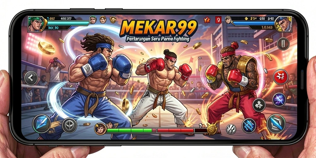 Tampilan utama gameplay <strong>MEKAR99</strong> yang menampilkan aksi pertarungan yang seru.