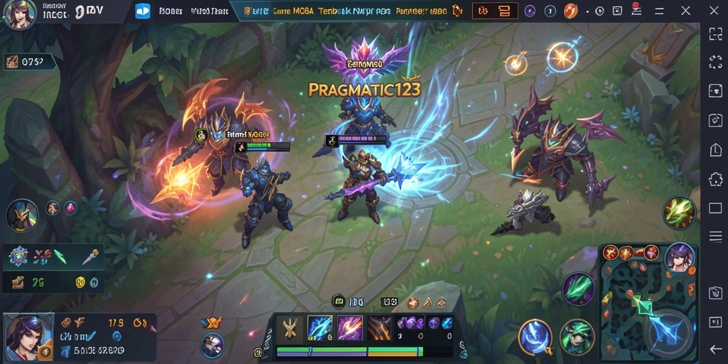 Tampilan gameplay seru PRAGMATIC123 dengan aksi MOBA yang mendebarkan.