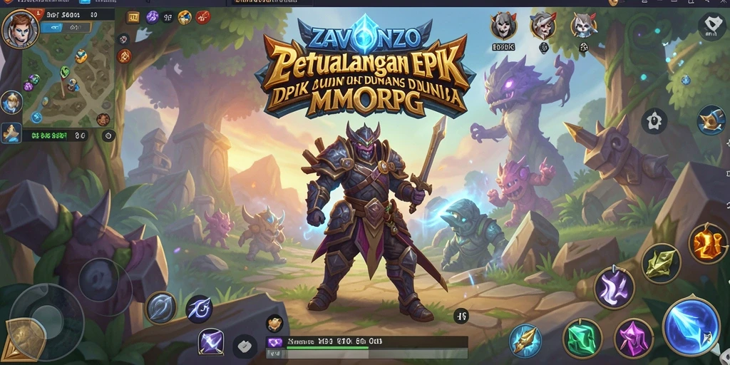 Tangkapan layar gameplay ZAVONZO yang menunjukkan pertarungan epik dalam MMORPG.